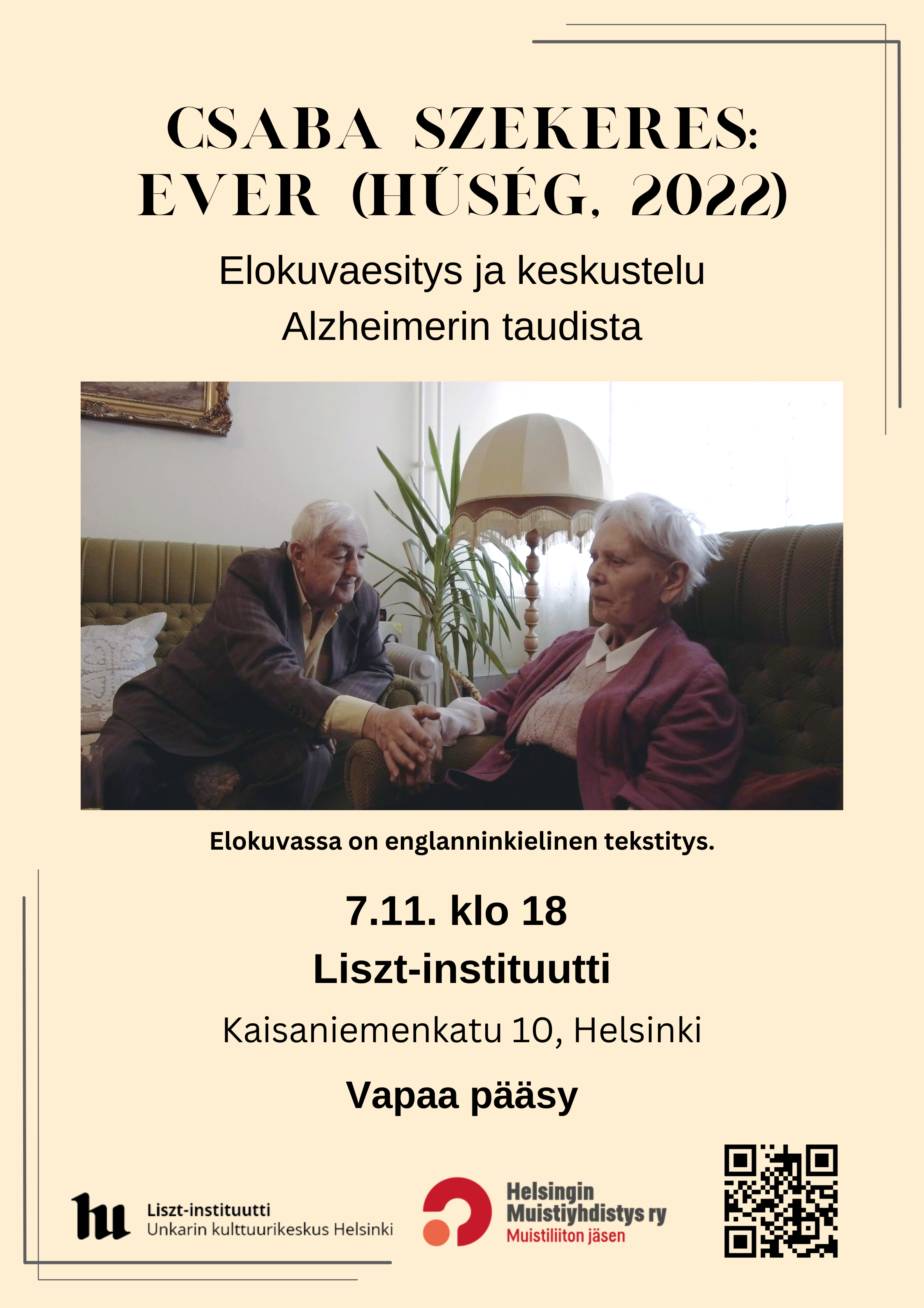 Elokuva Ever ja keskustelu Alzheimerin taudista - Helsingin Muistiyhdistys